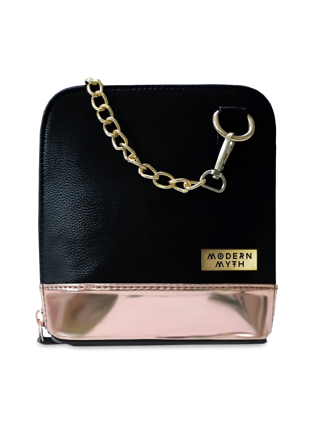 

MODERN MYTH Black Colourblocked PU Structured Crossbody Bag