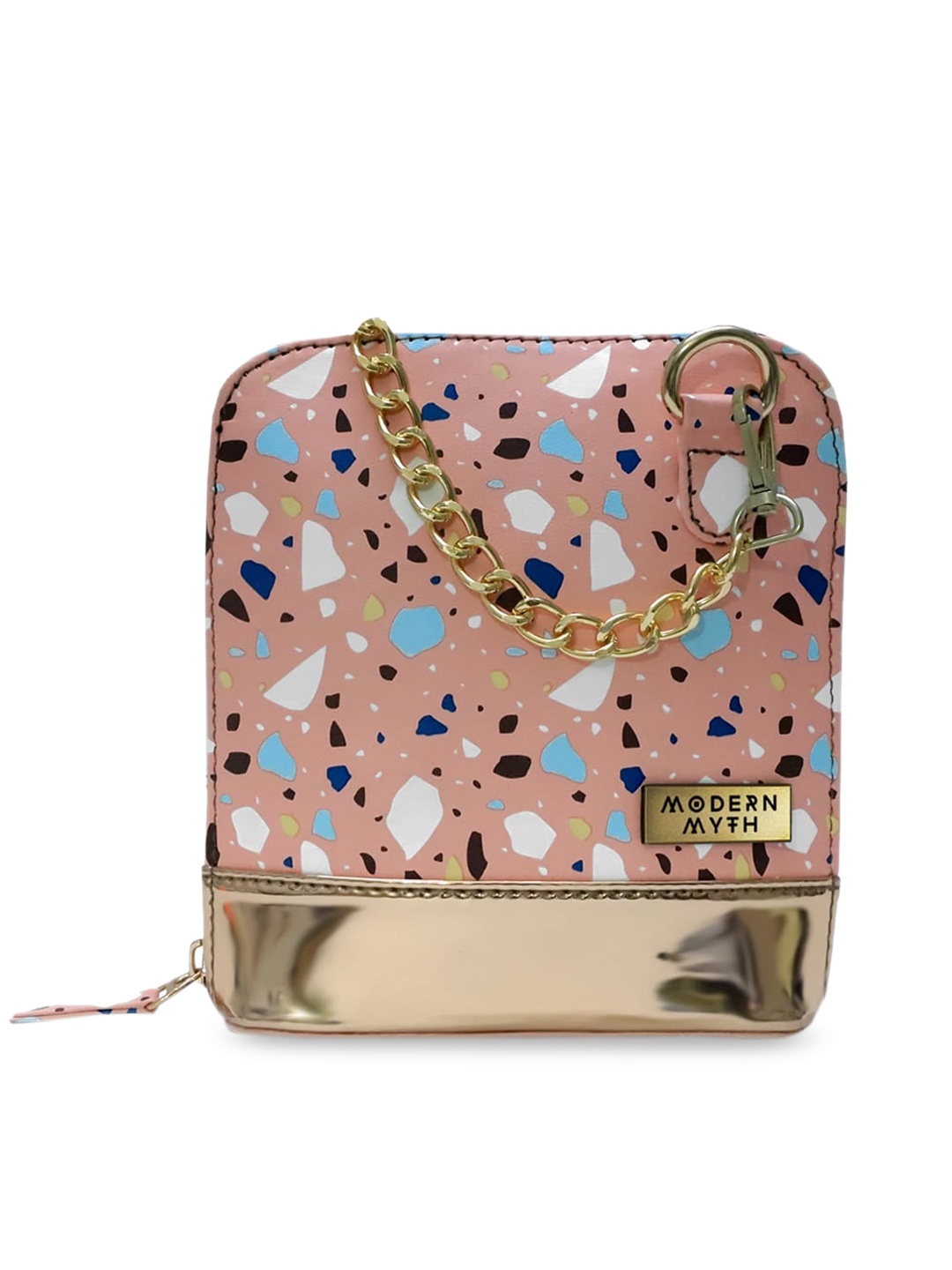 

MODERN MYTH Pink & Blue Printed PU Structured Sling Bag