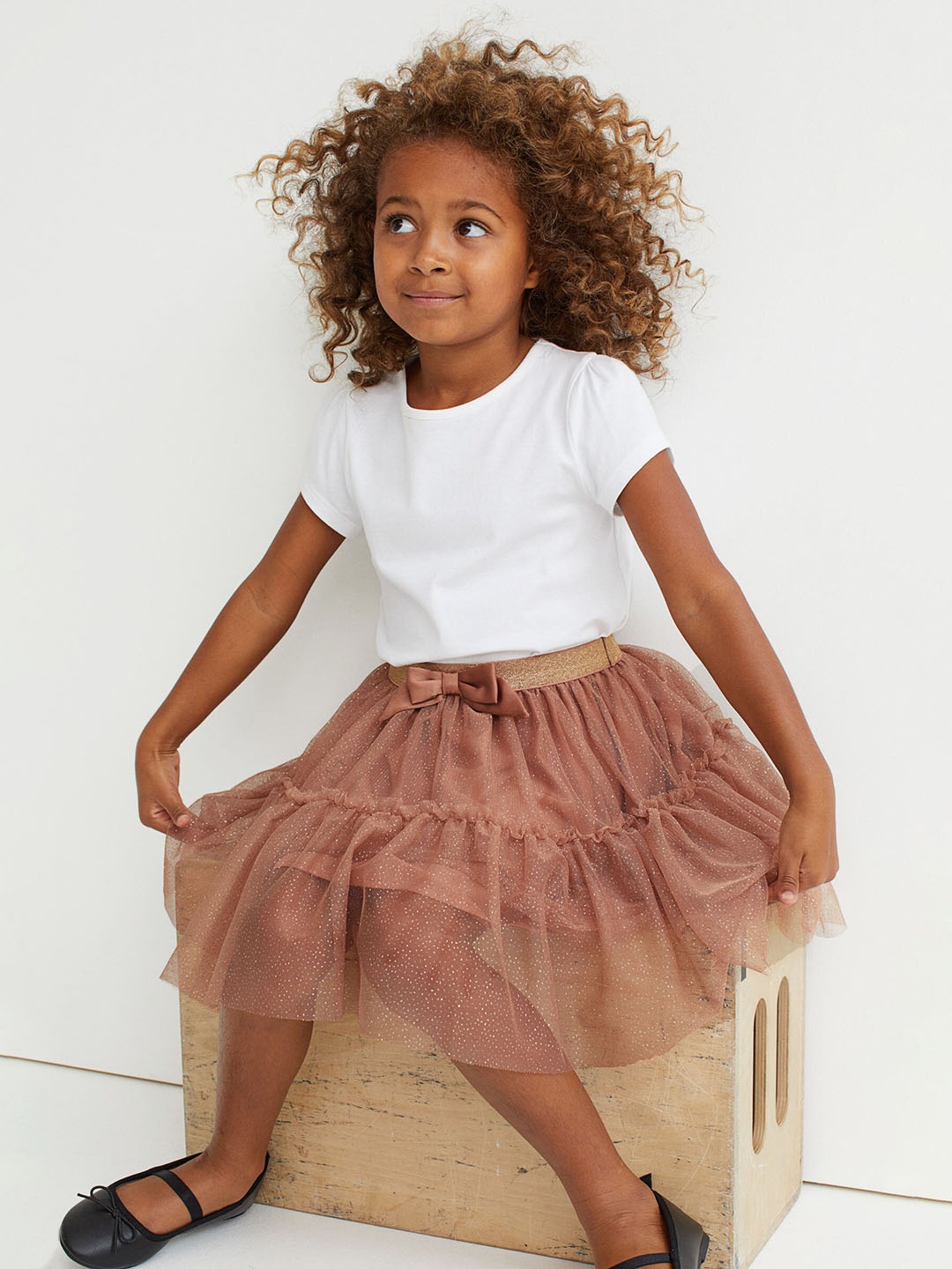 

H&M Girls Beige Glittery Tulle Skirt