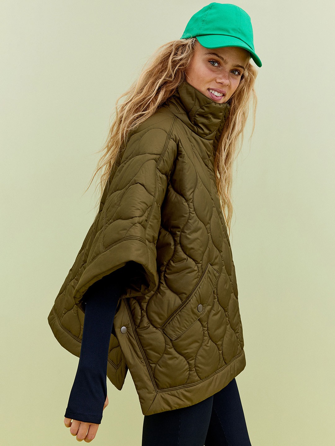 

H&M Women Green Water-Repellent Cape Jacket