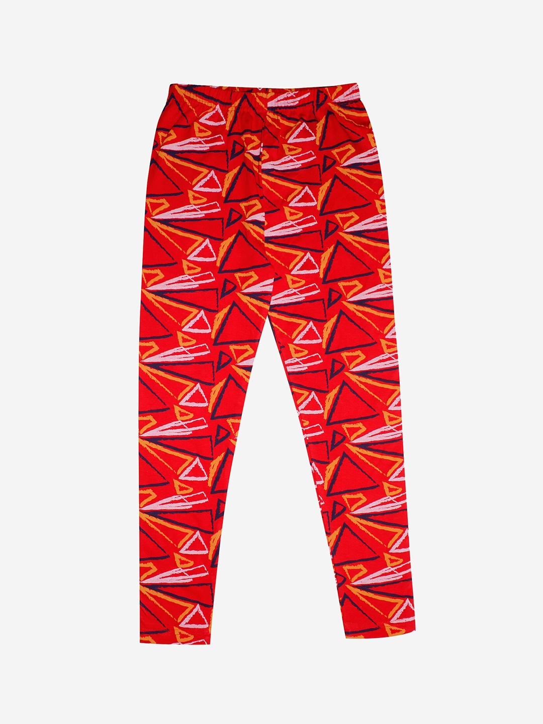 

KiddoPanti Girls Red & Black Printed Ankle Length Leggings