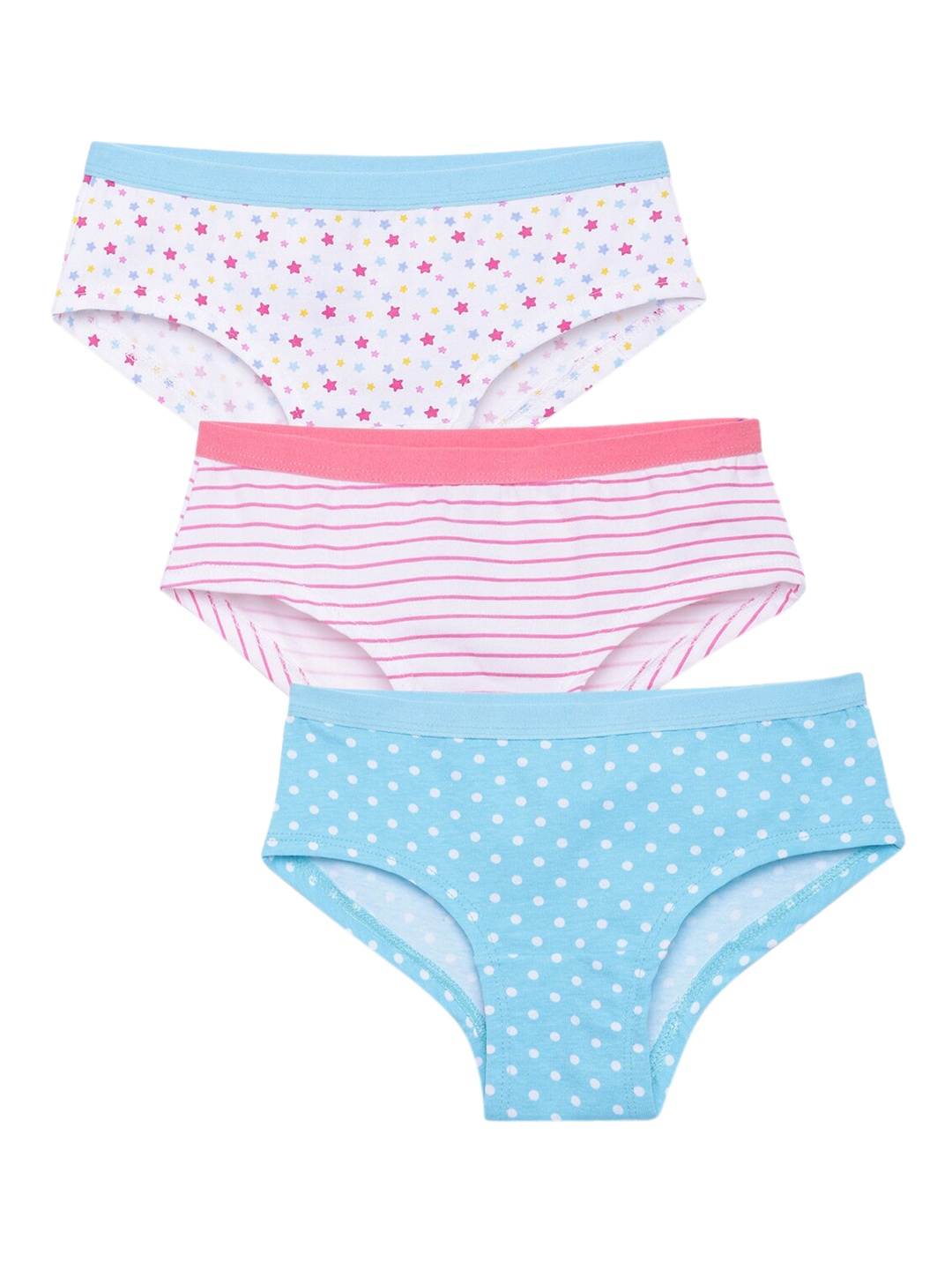 

Charm n Cherish Girls Pack of 3 Printed Hipster Briefs GWHIP29, White