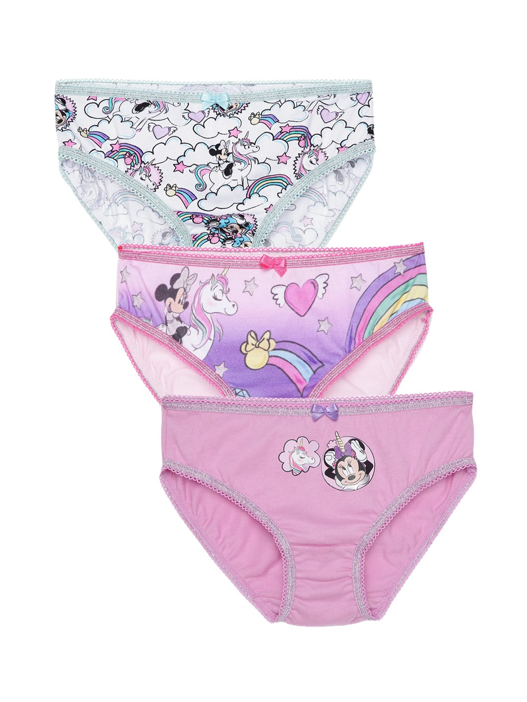 

Charm n Cherish Girls Pack Of 3 Printed Pure Cotton Basic Briefs GDBRO5, White