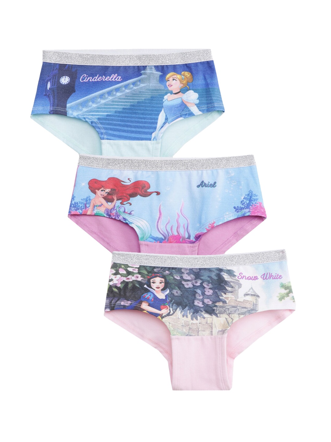 

Charm n Cherish Girls Pack Of 3 Disney Princesses Hipster Briefs GDHIP3, Blue