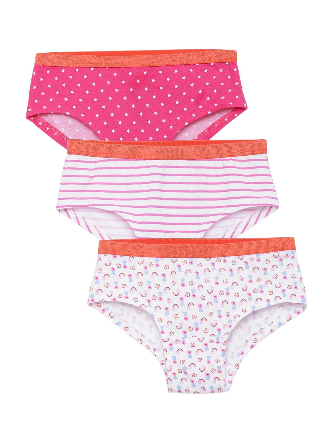 

Charm n Cherish Girls Pack Of 3 Printed Hipster Briefs GWHIP28, Red