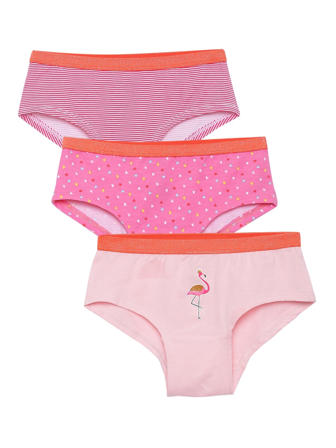 

Charm n Cherish Girls Pack Of 3 Flamingo Printed Hipster Briefs, Pink