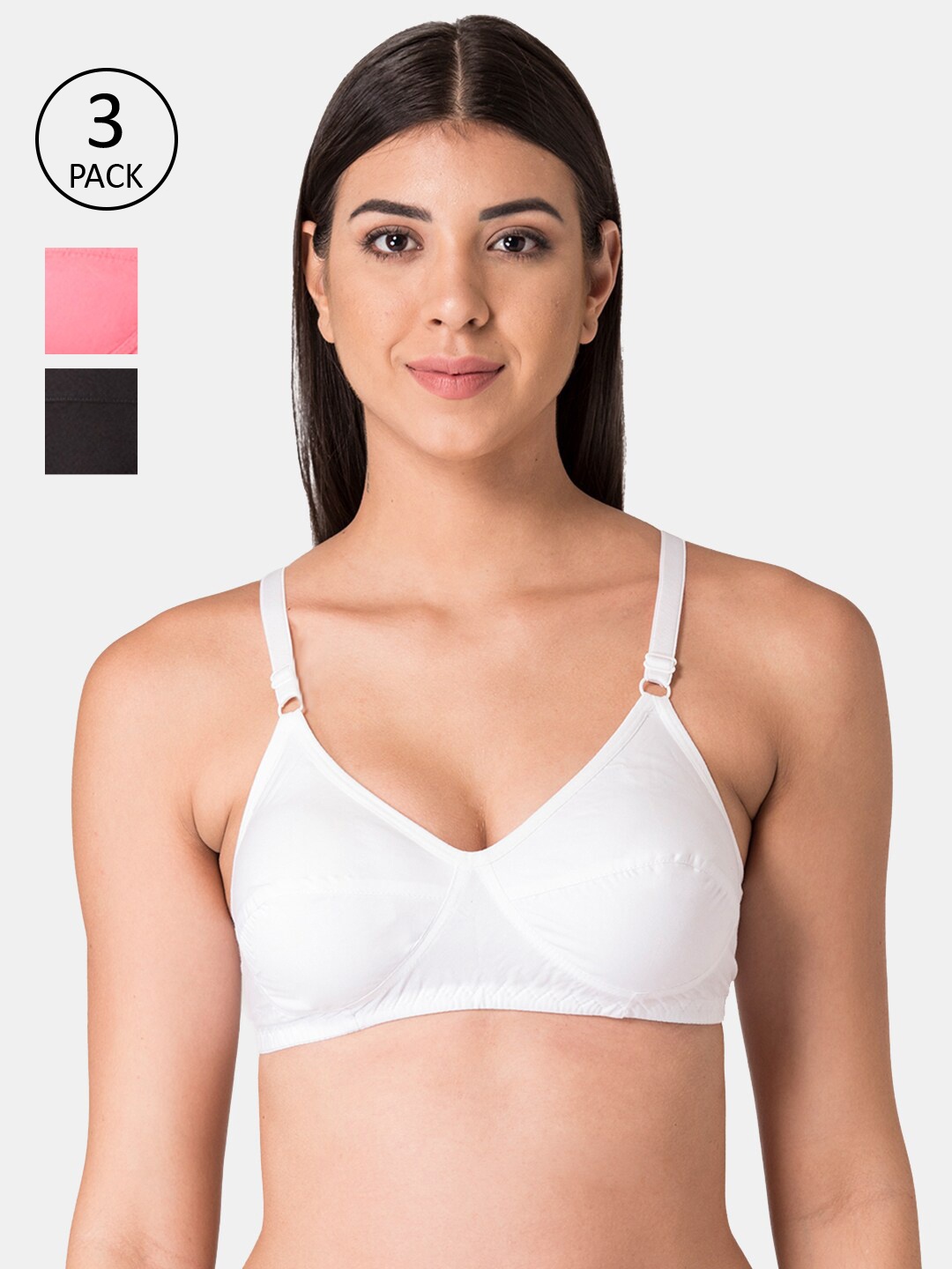 

KOMLI Pack Of 3 Everyday Cotton Bra, White