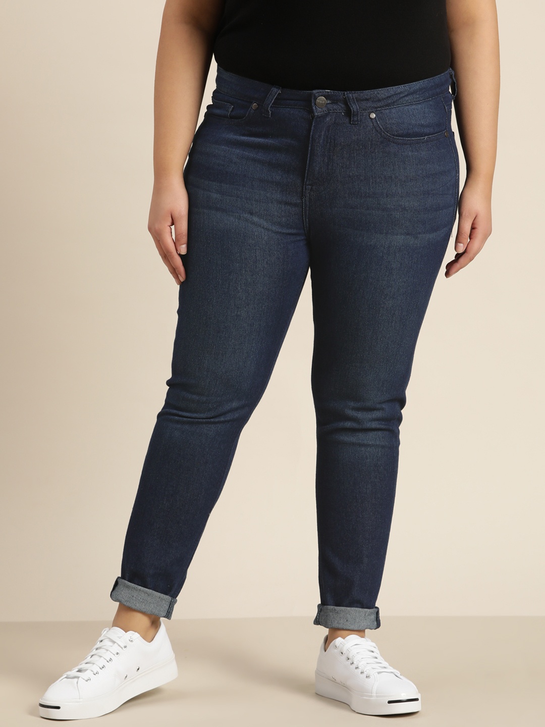 

Sztori Plus Size Women Navy Blue Skinny Fit Stretchable Jeans