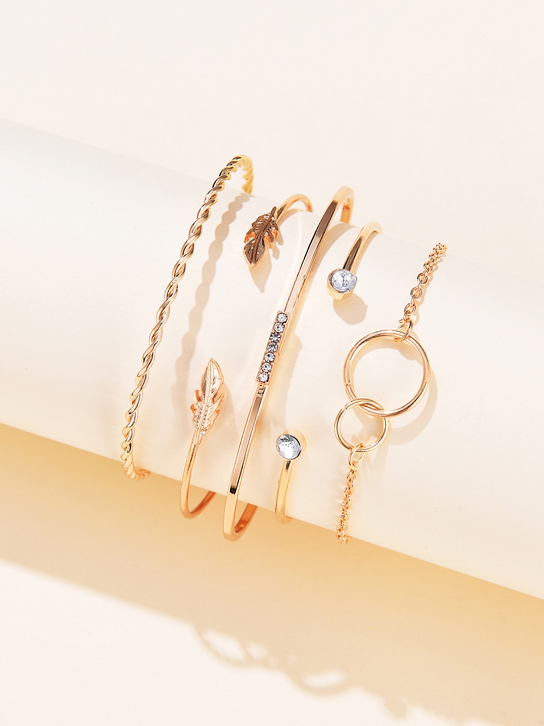 

URBANIC Women Set of 5 Gold-Toned Cuff Bracelets
