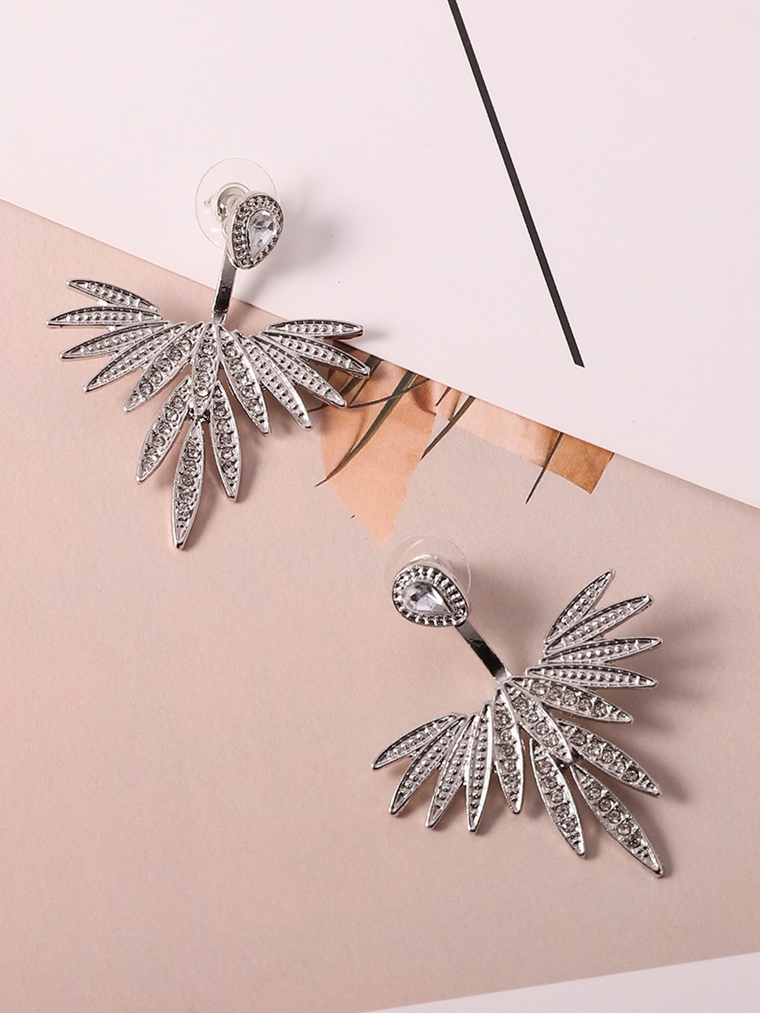 

URBANIC Silver-Toned Contemporary Drop Earrings
