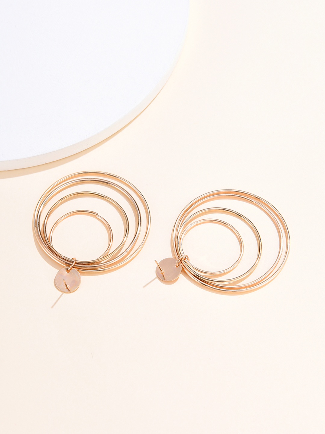 

URBANIC Gold-Toned Geometric Drop Earrings