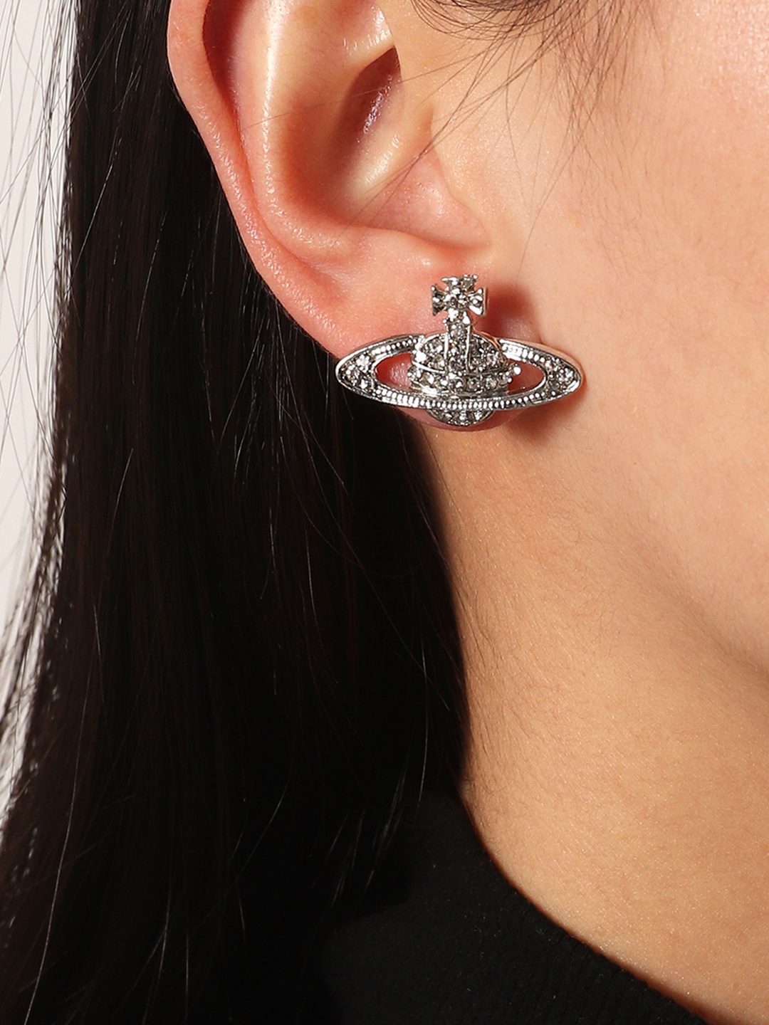 

URBANIC Silver-Toned Stone-Studded Contemporary Studs