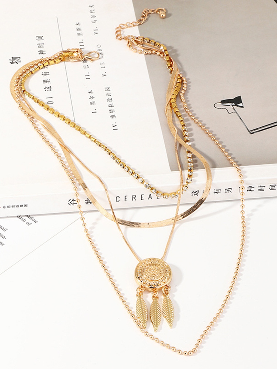 

URBANIC Women Gold-Toned Geometric Imitation Layered Necklace