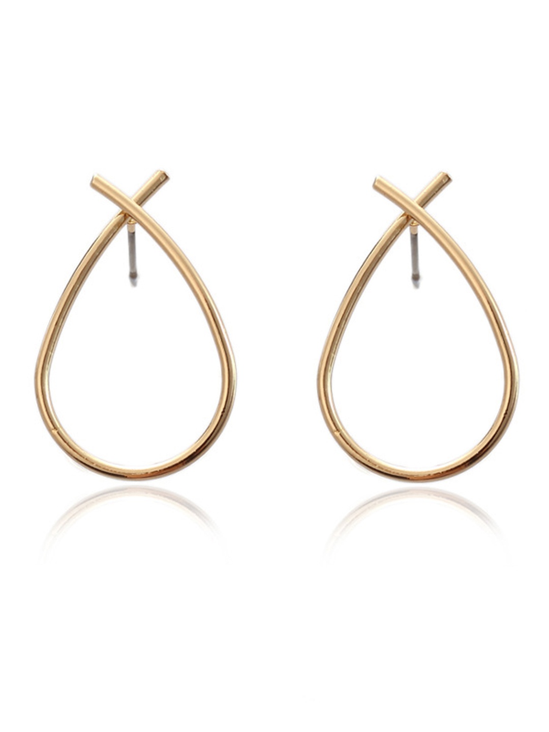 

URBANIC Gold-Toned Teardrop Shaped Drop Earrings