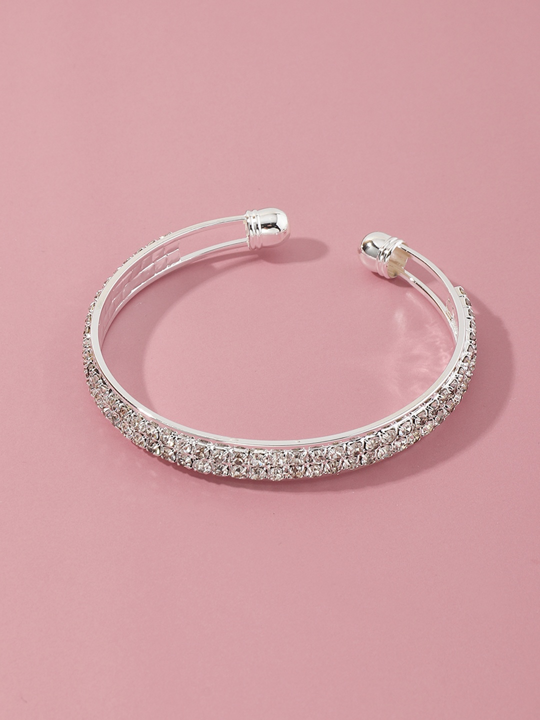 

URBANIC Women Silver-Toned Stone-Studded Cuff Bracelet