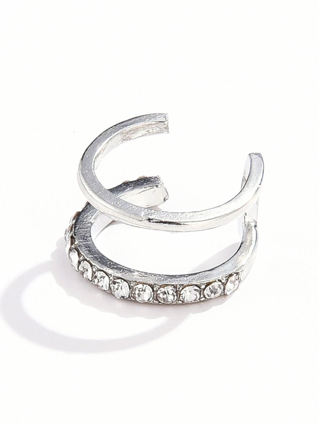 

URBANIC Silver-Toned Crescent Shaped Ear Cuff Earrings