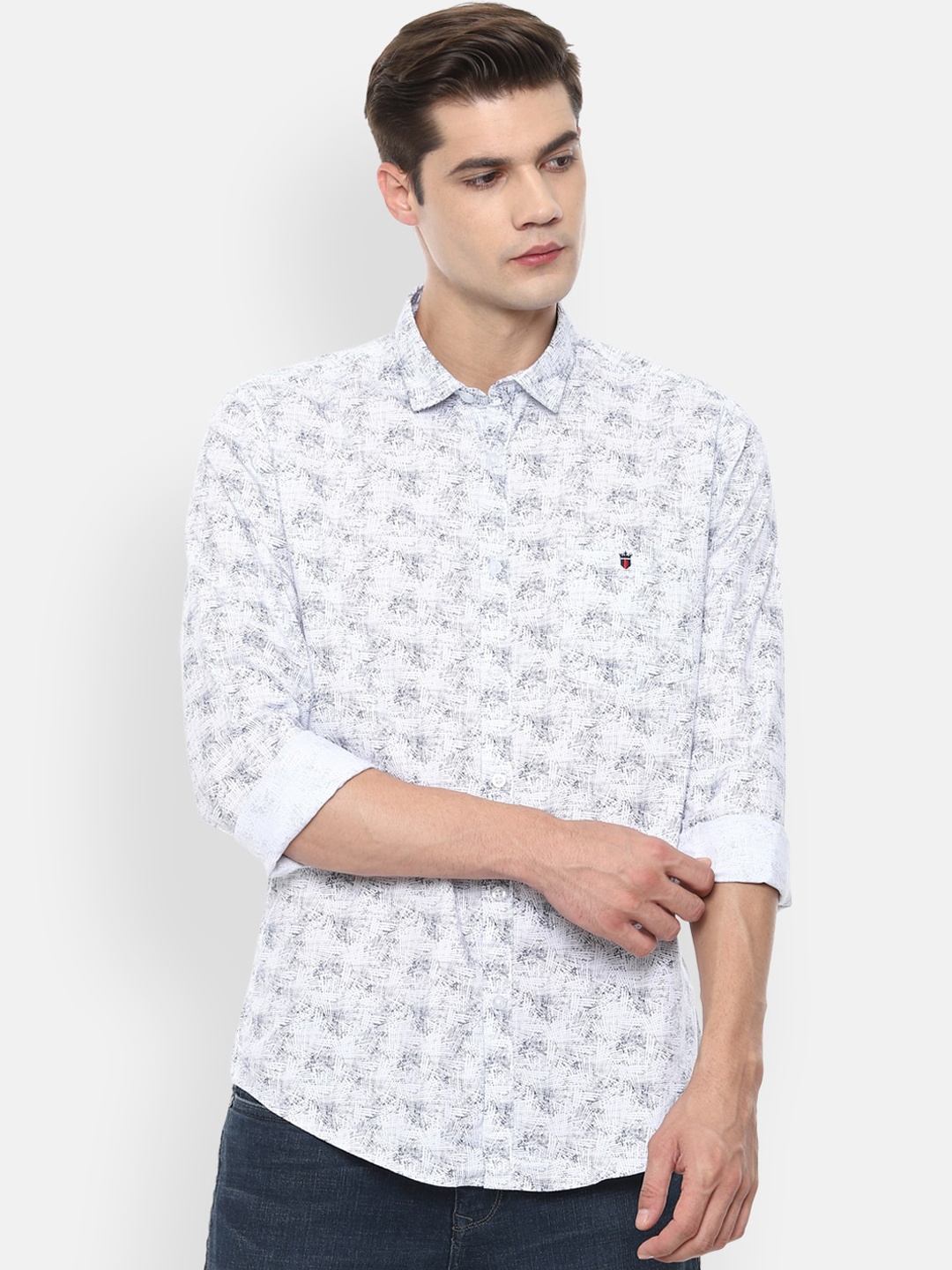 

Louis Philippe Jeans Men White Slim Fit Opaque Printed Casual Shirt