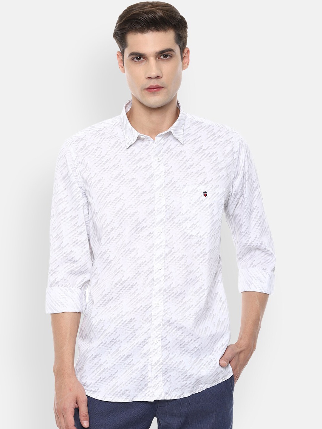 

Louis Philippe Sport Men White Slim Fit Opaque Printed Casual Shirt