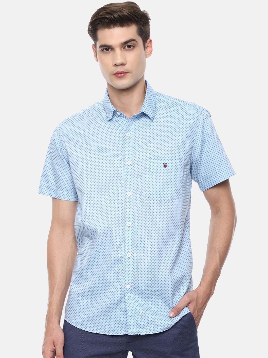 

Louis Philippe Sport Men Blue Slim Fit Opaque Printed Pure Cotton Casual Shirt