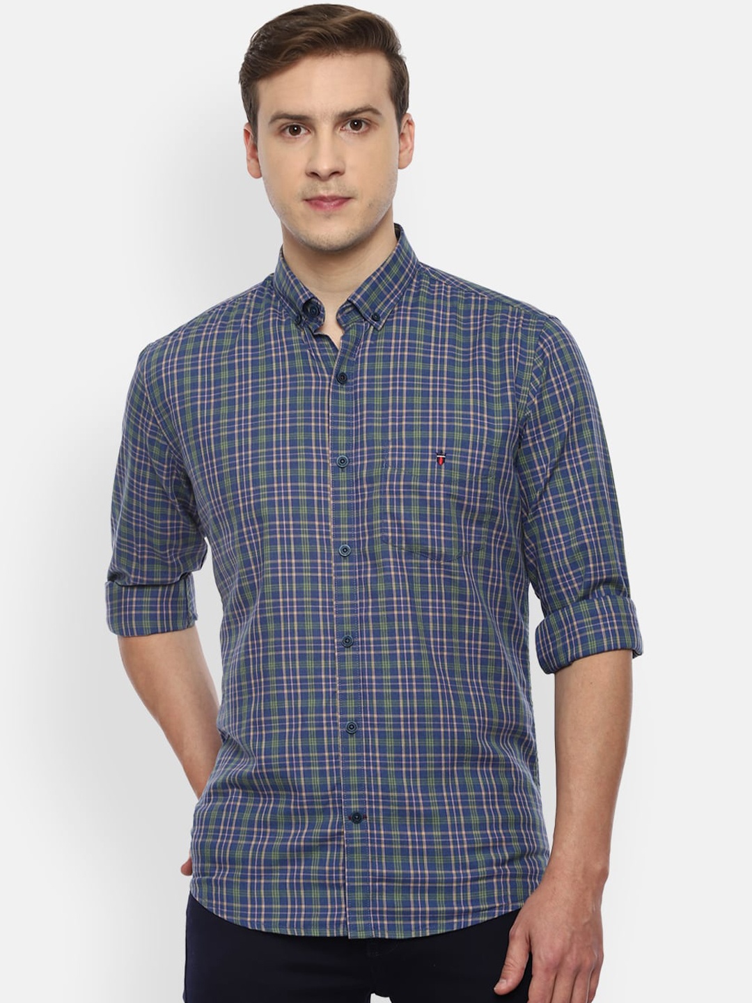 

Louis Philippe Sport Men Blue Slim Fit Opaque Checked Casual Shirt