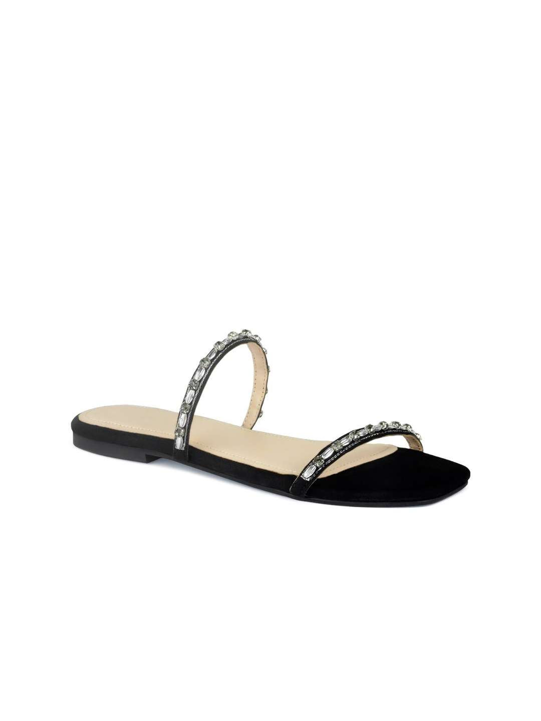 

London Rag Women Black Embellished Party Open Toe Flats