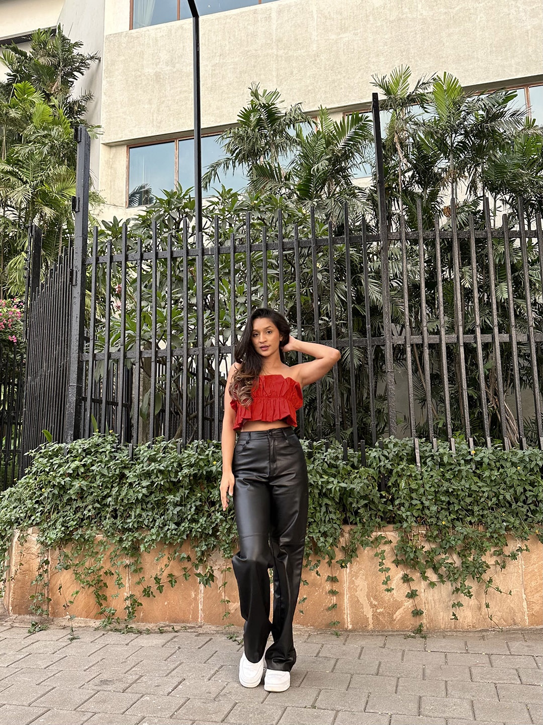 

STREET 9 Women Red Solid Pleated Top