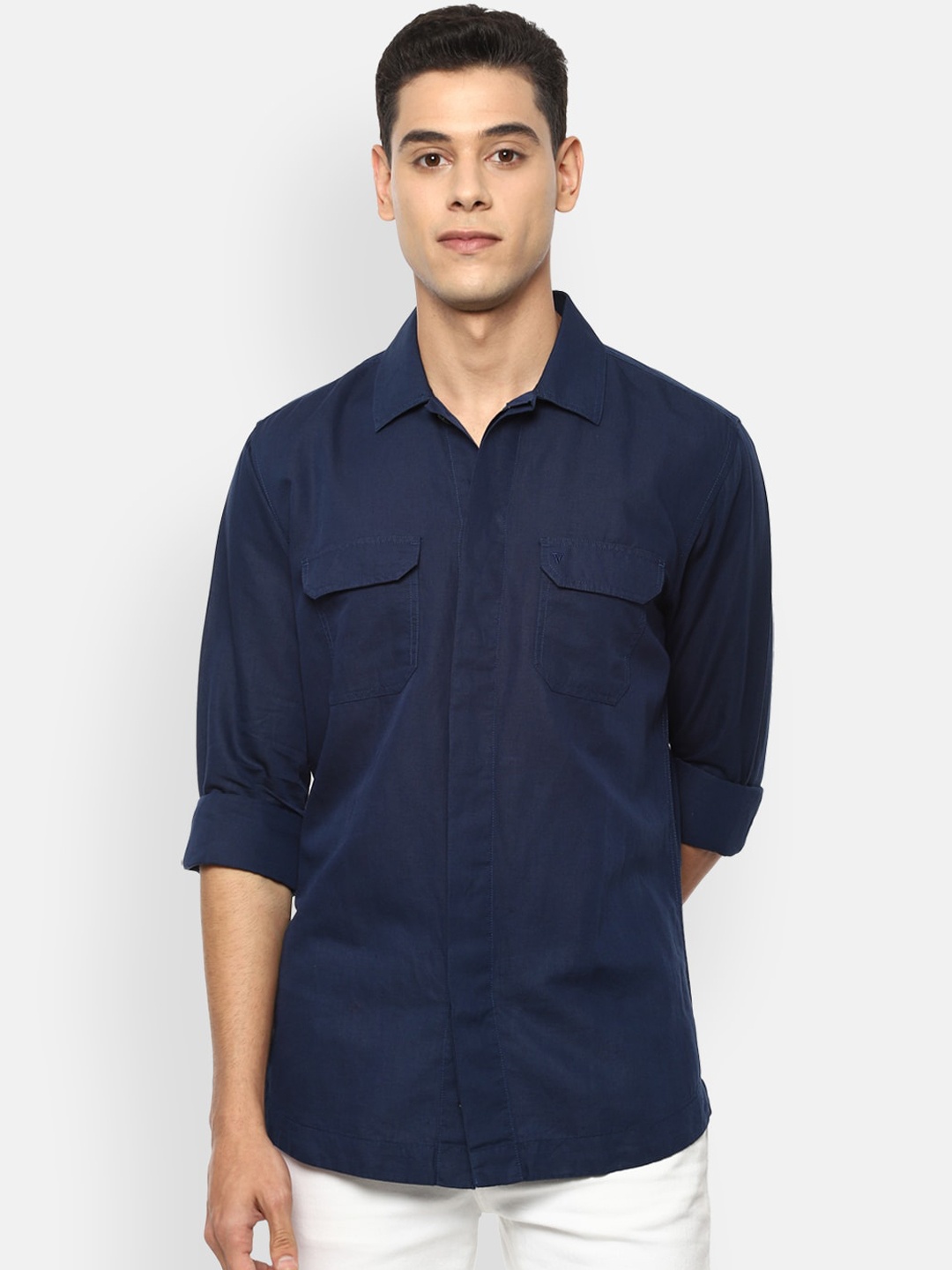 

Van Heusen Sport Men Navy Blue Slim Fit Opaque Casual Shirt
