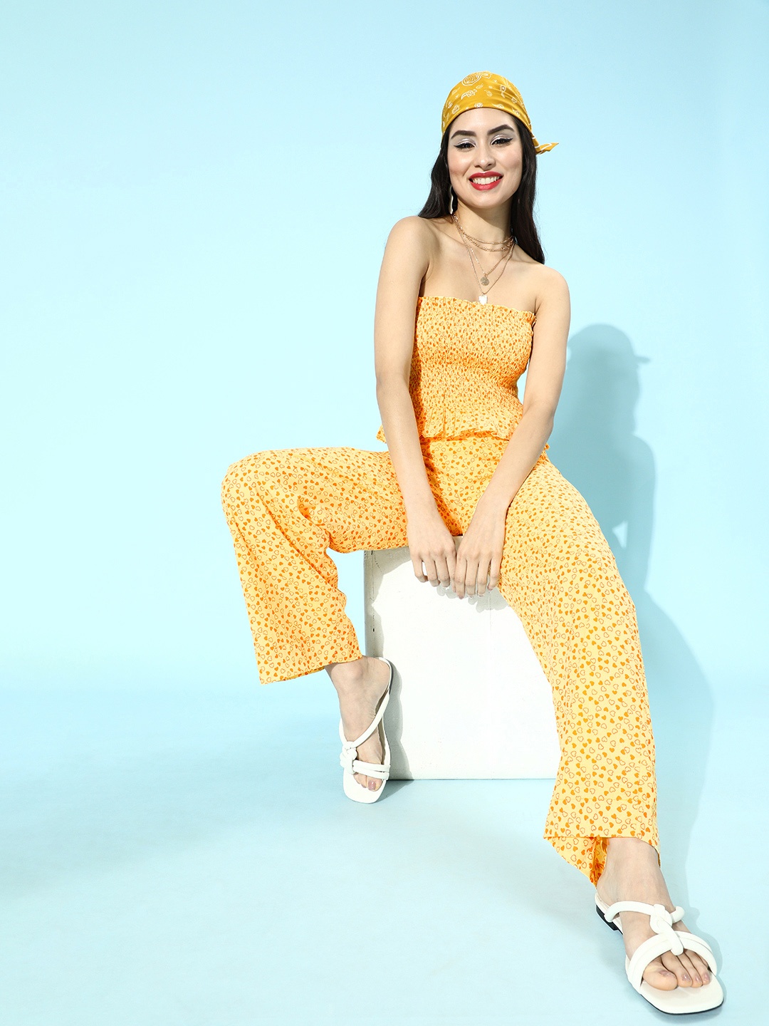 

SCORPIUS Women Bright Yellow Printed Co-Ord Set