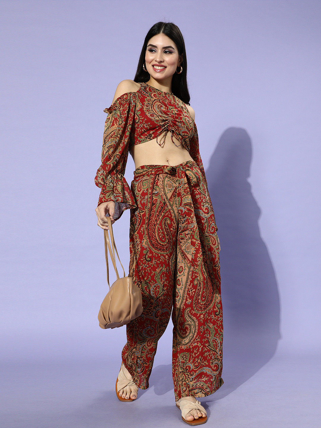 

SCORPIUS Women Maroon Printed Co-Ord Set