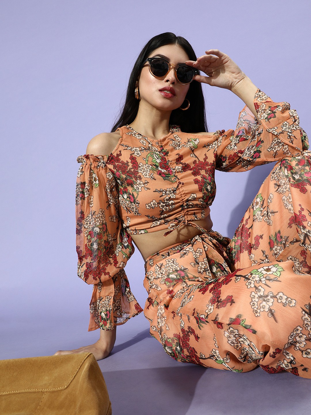 

SCORPIUS Women Orange Printed Co-Ord Set