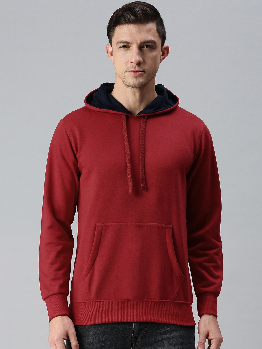 

ADBUCKS Men Maroon Hooded Sweatshirt
