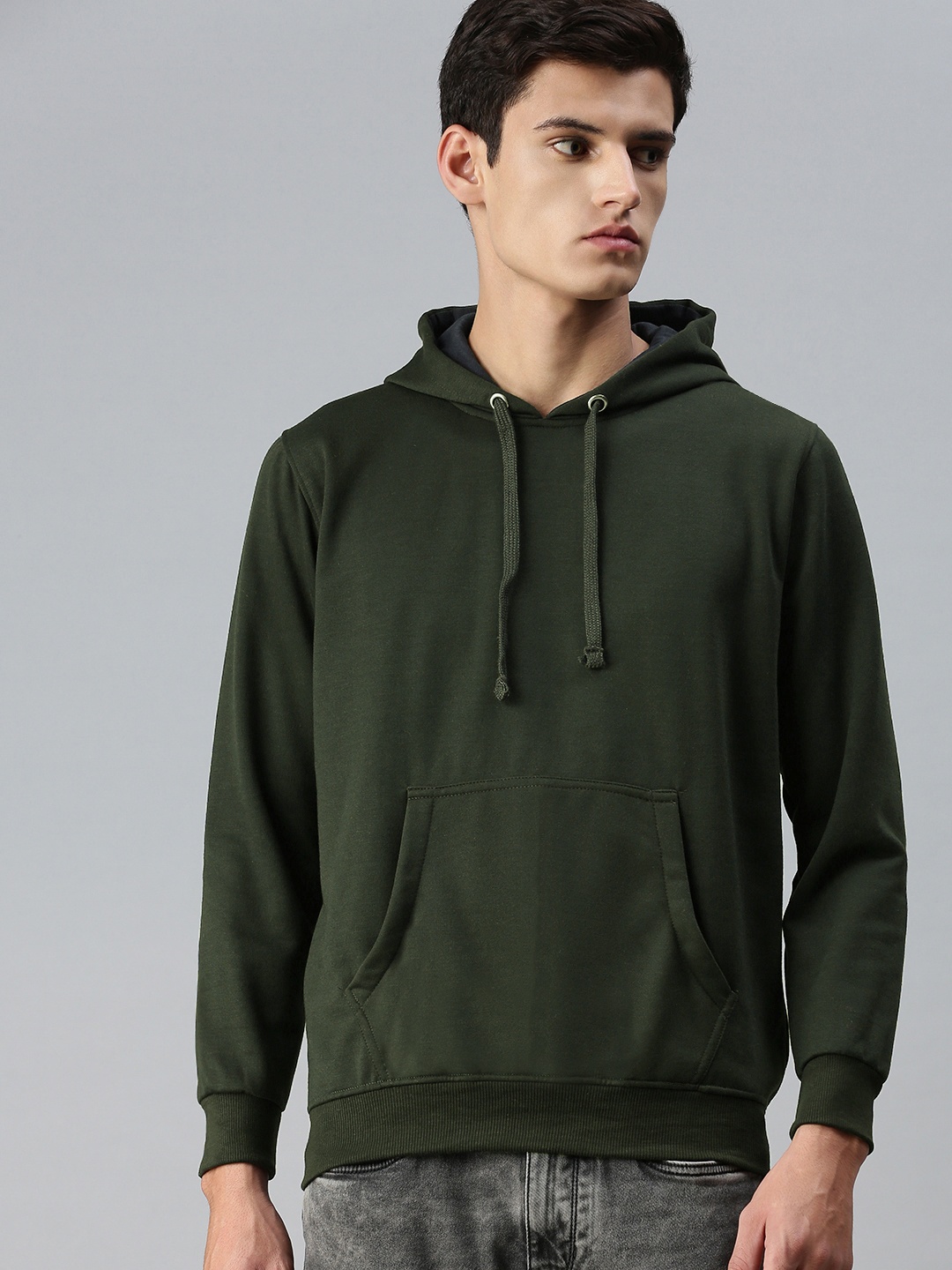 

ADBUCKS Men Green Hooded Sweatshirt