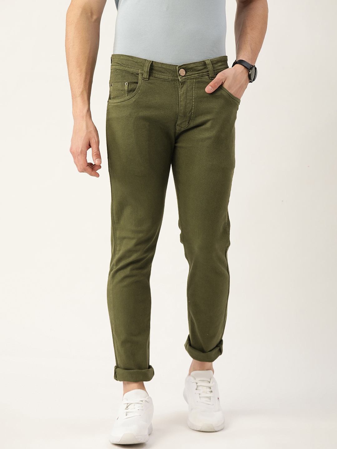 

PARIS HAMILTON Men Olive Green Skinny Fit Stretchable Jeans