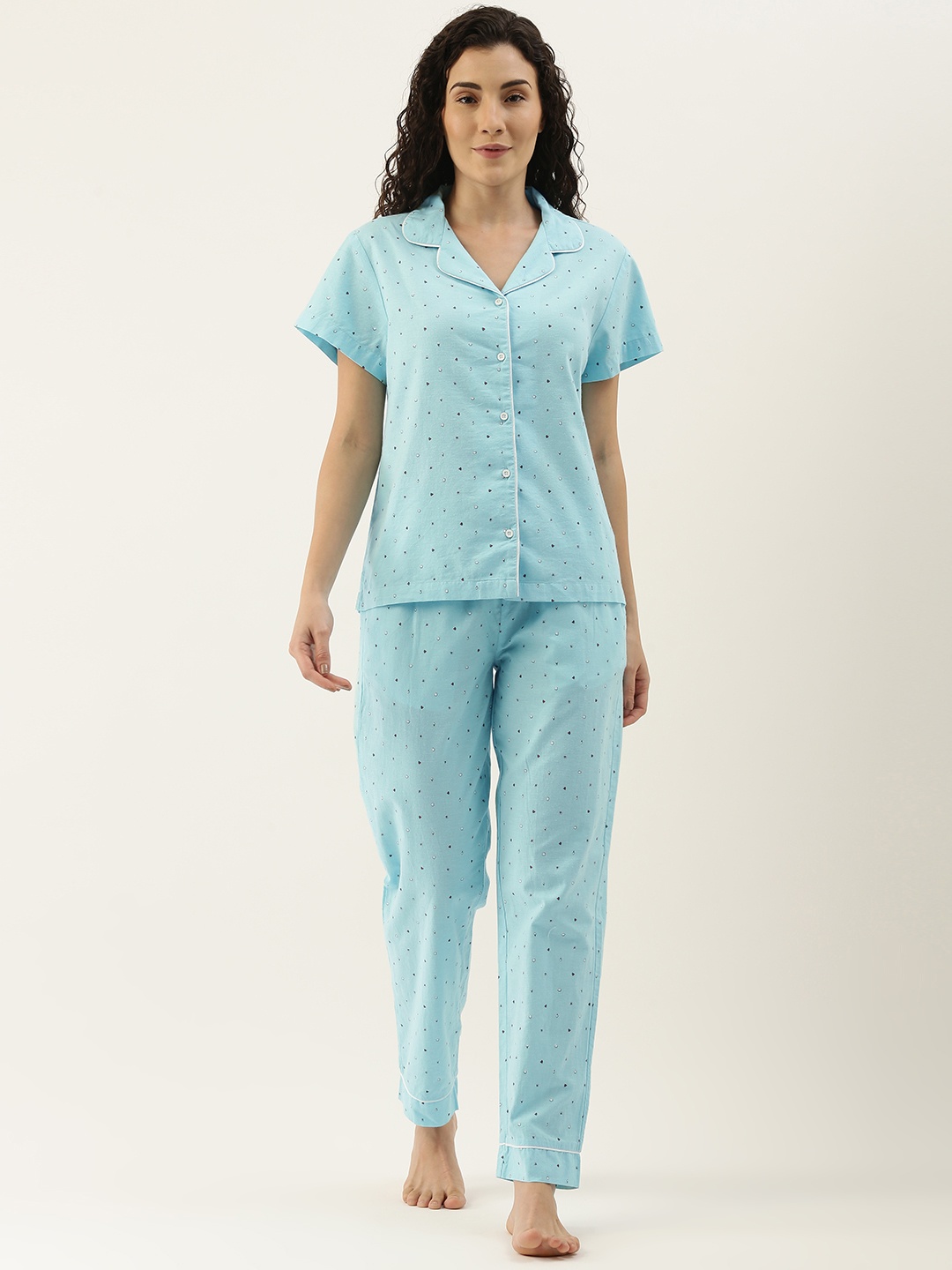 

IVOC Women Turquoise Blue Printed Night suit