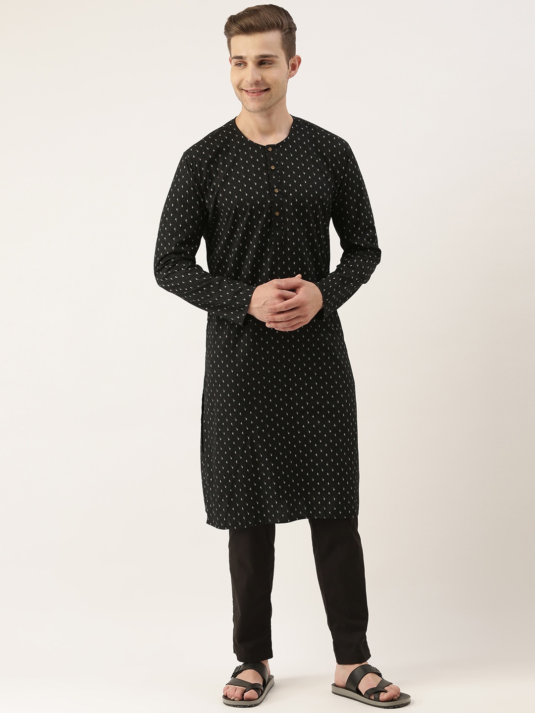 

IVOC Men Black Printed Kurta