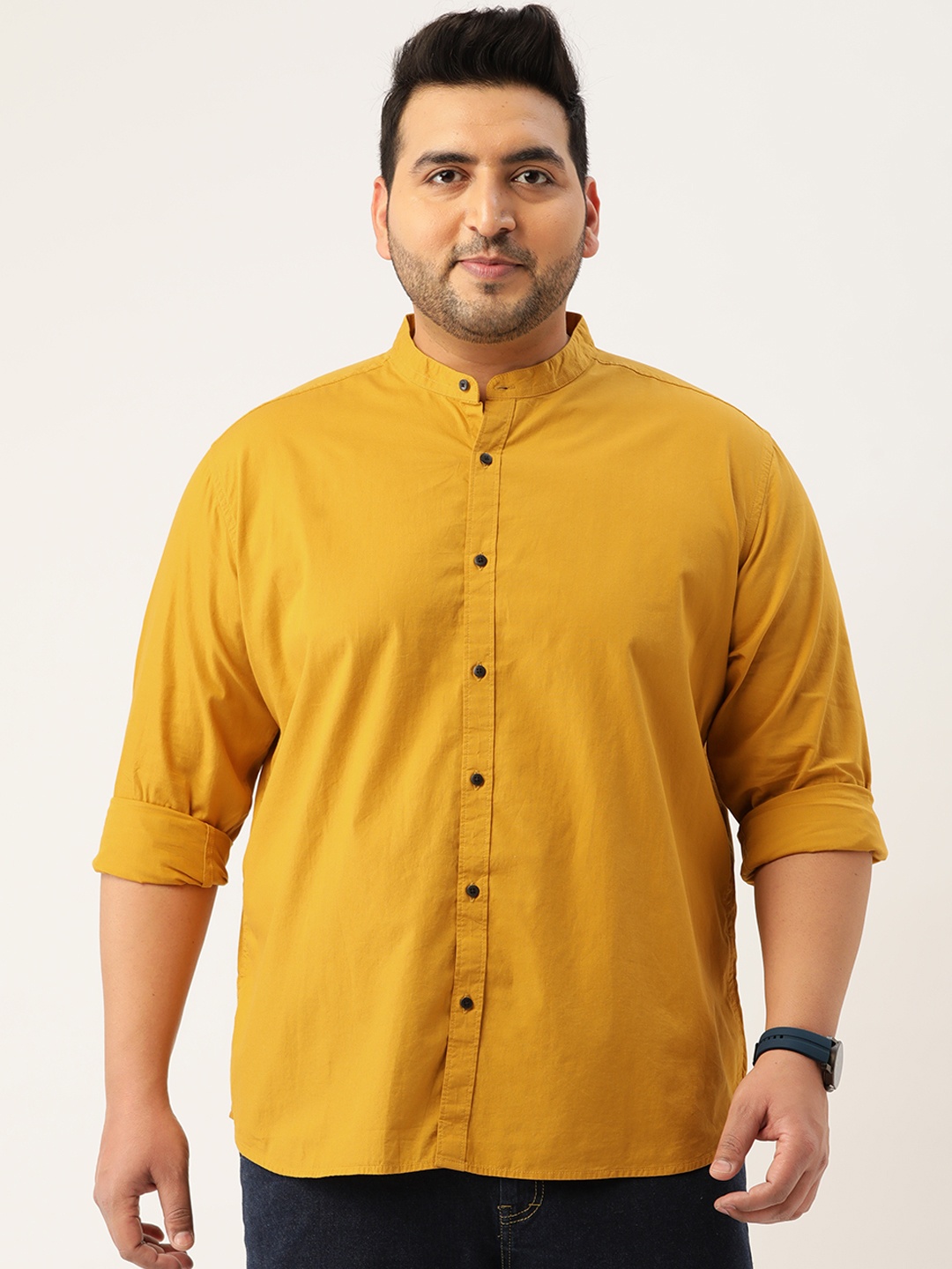 

IVOC Plus Men Mustard Yellow Pure Cotton Solid Casual Shirt