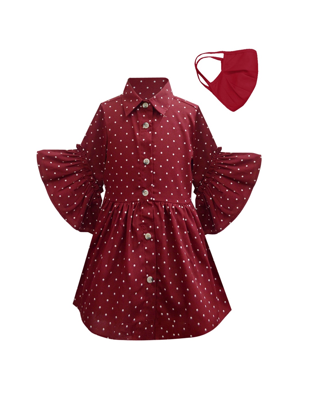 

A T U N Girls Maroon Casual Shirt Dress