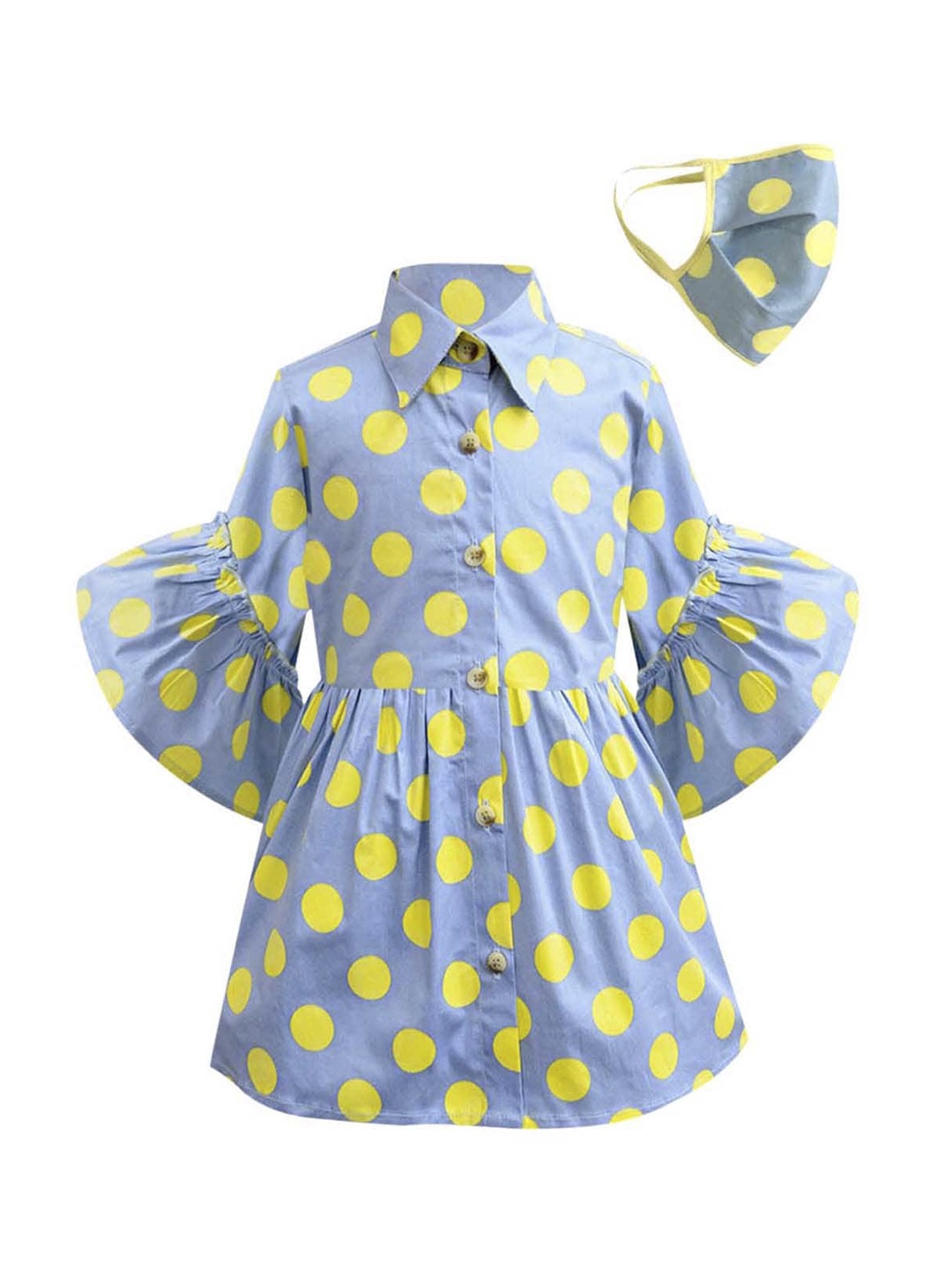 

A T U N Girls Blue & Yellow Shirt Dress