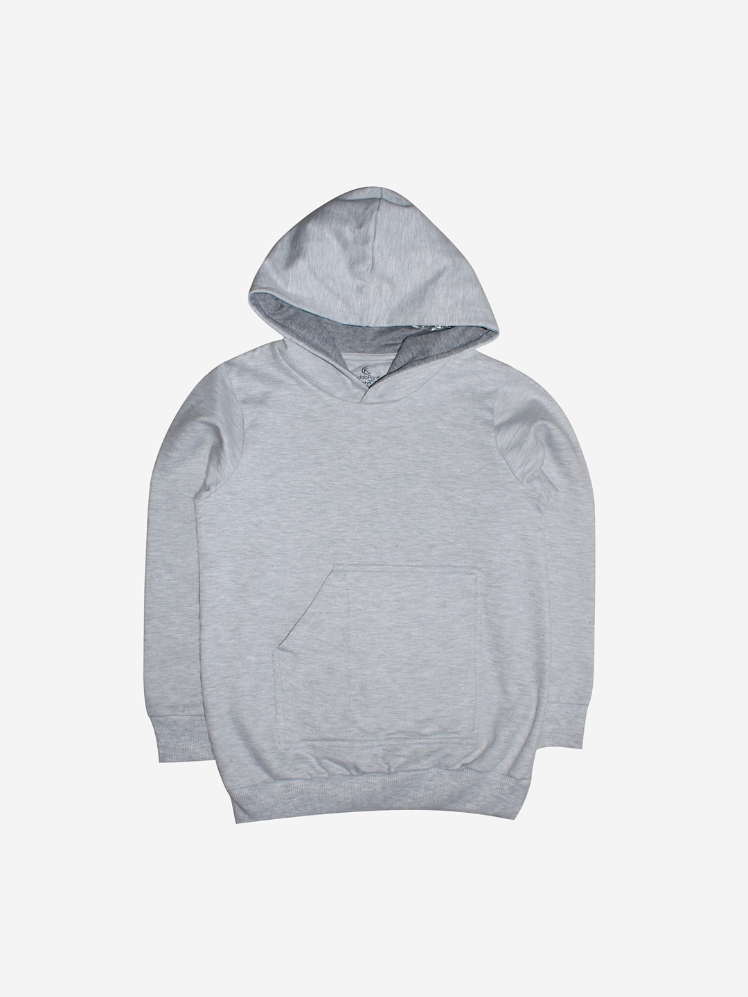 

KiddoPanti Unisex Kids Grey Melange Pure Cotton Hooded Sweatshirt