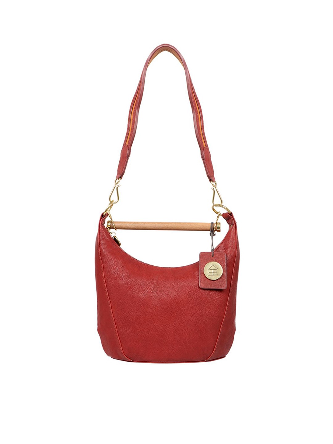 

Hidesign Red Leather Structured Handheld Bag