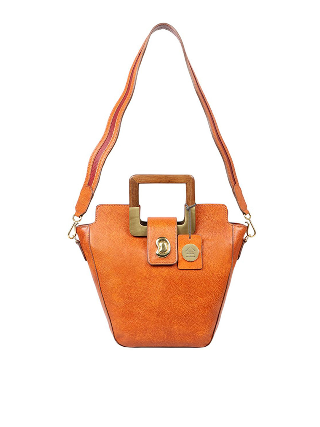 

Hidesign Orange Leather Shopper Handheld Bag