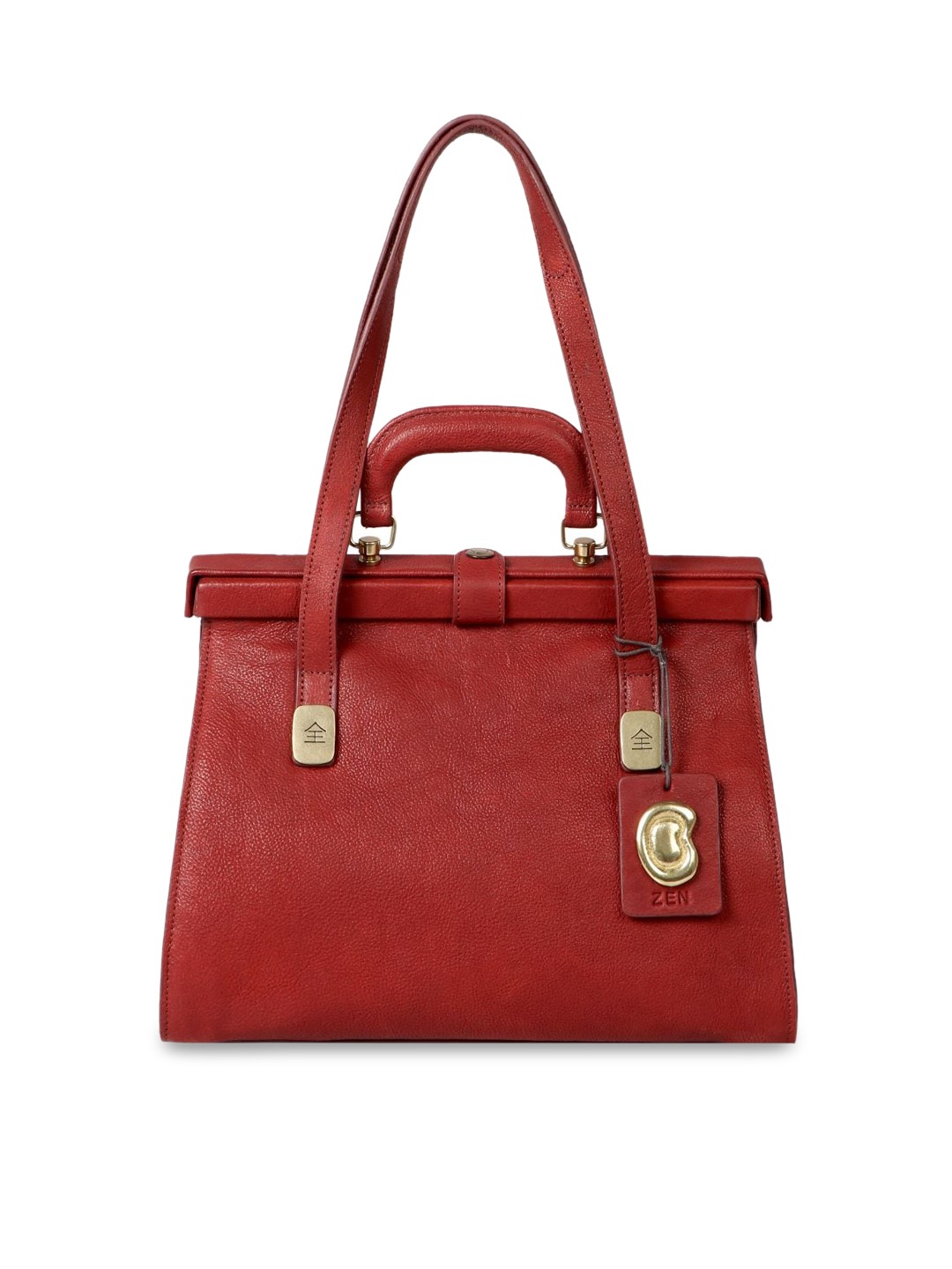 

Hidesign Red Leather Structured Handheld Bag