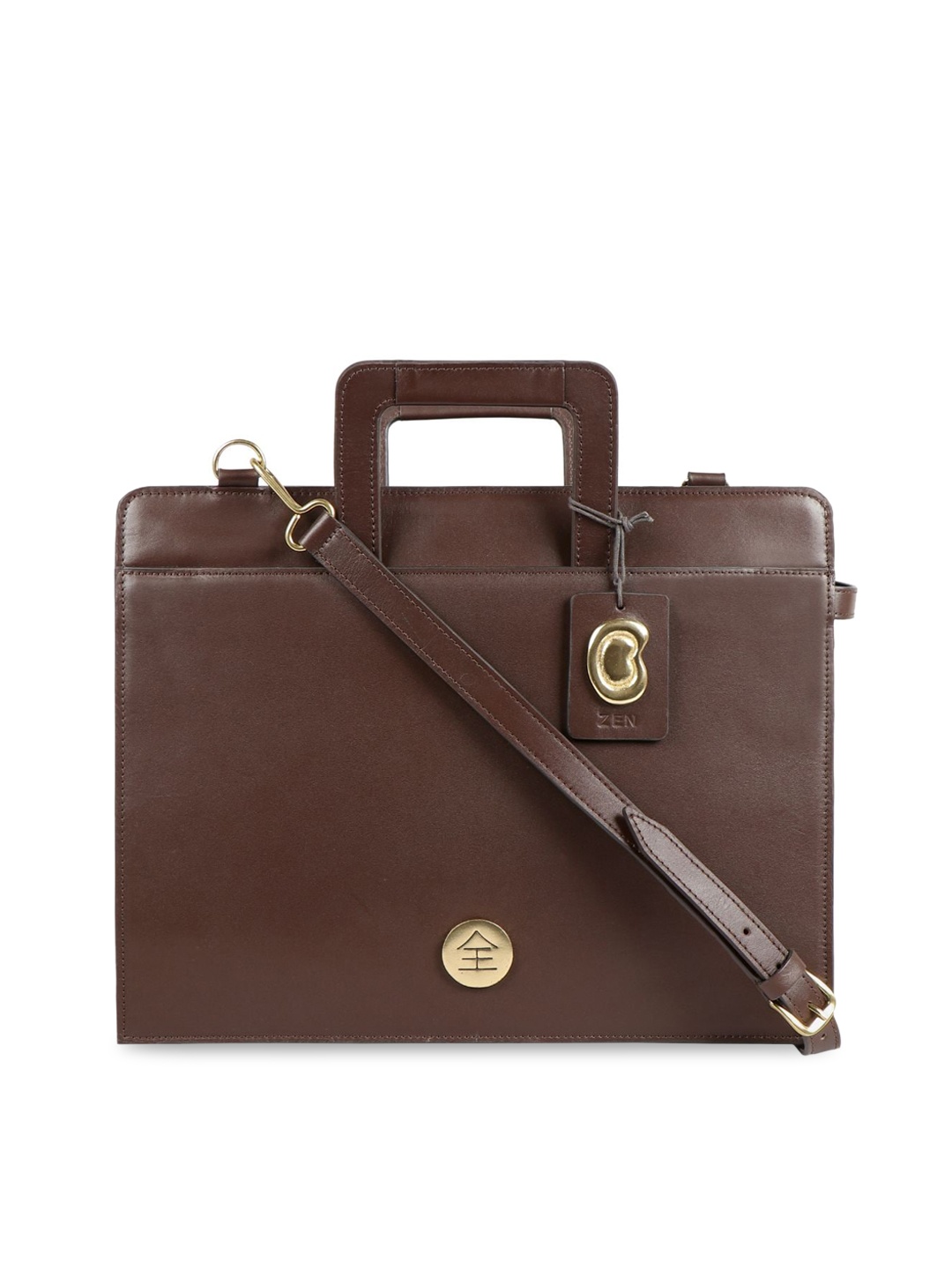 

Hidesign Woman Brown Leather Oversized Structured Handheld Bag