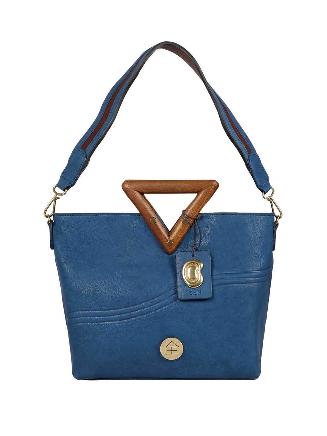 

Hidesign Blue Leather Structured Handheld Bag