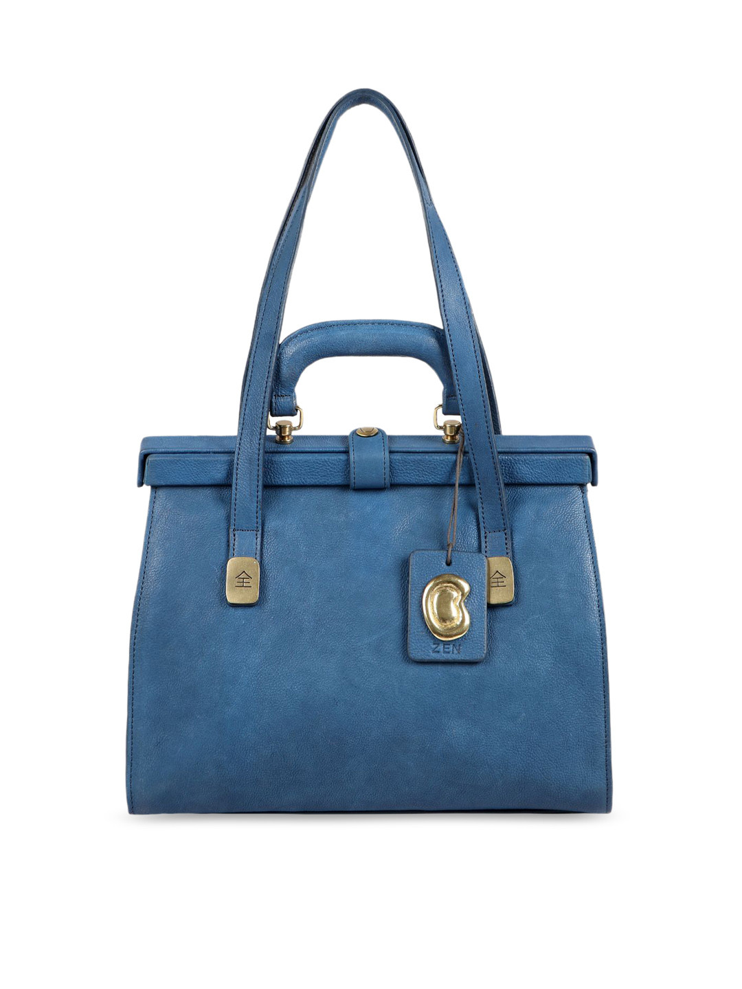 

Hidesign Blue Leather Structured Handheld Bag