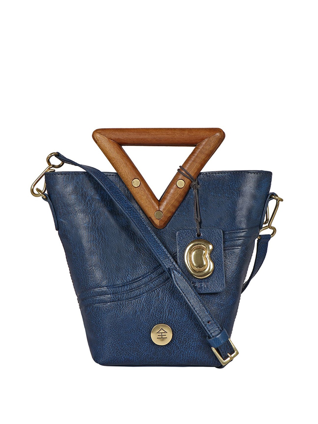 

Hidesign Blue Leather Structured Handheld Bag