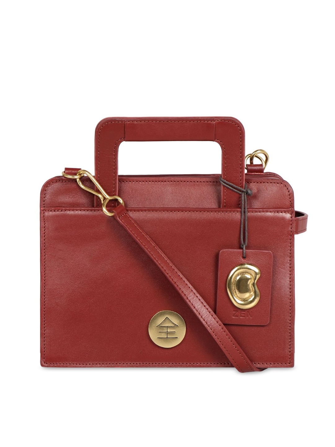 

Hidesign Red Leather Structured Handheld Bag