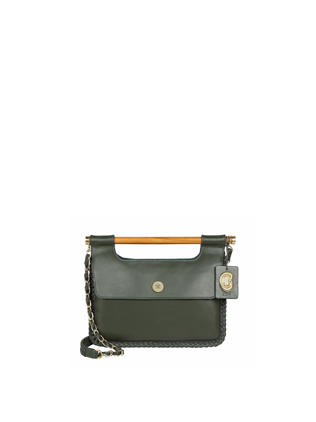 

Hidesign Green Leather Structured Shoulder Bag