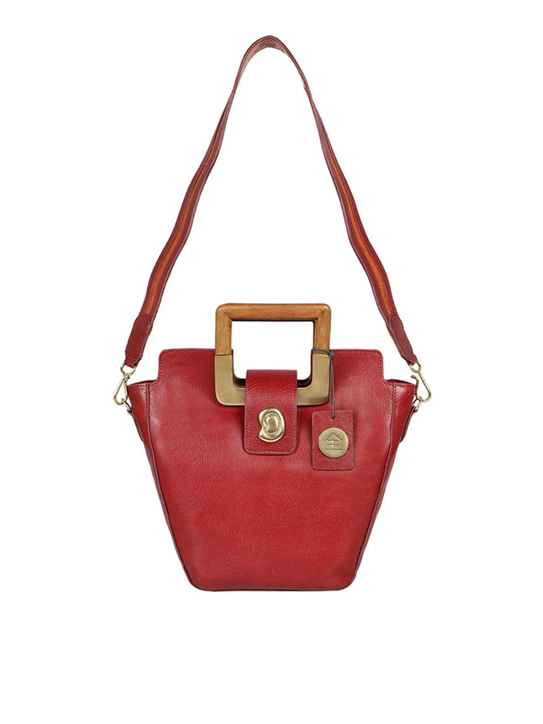 

Hidesign Red & Beige Structured Handheld Bag