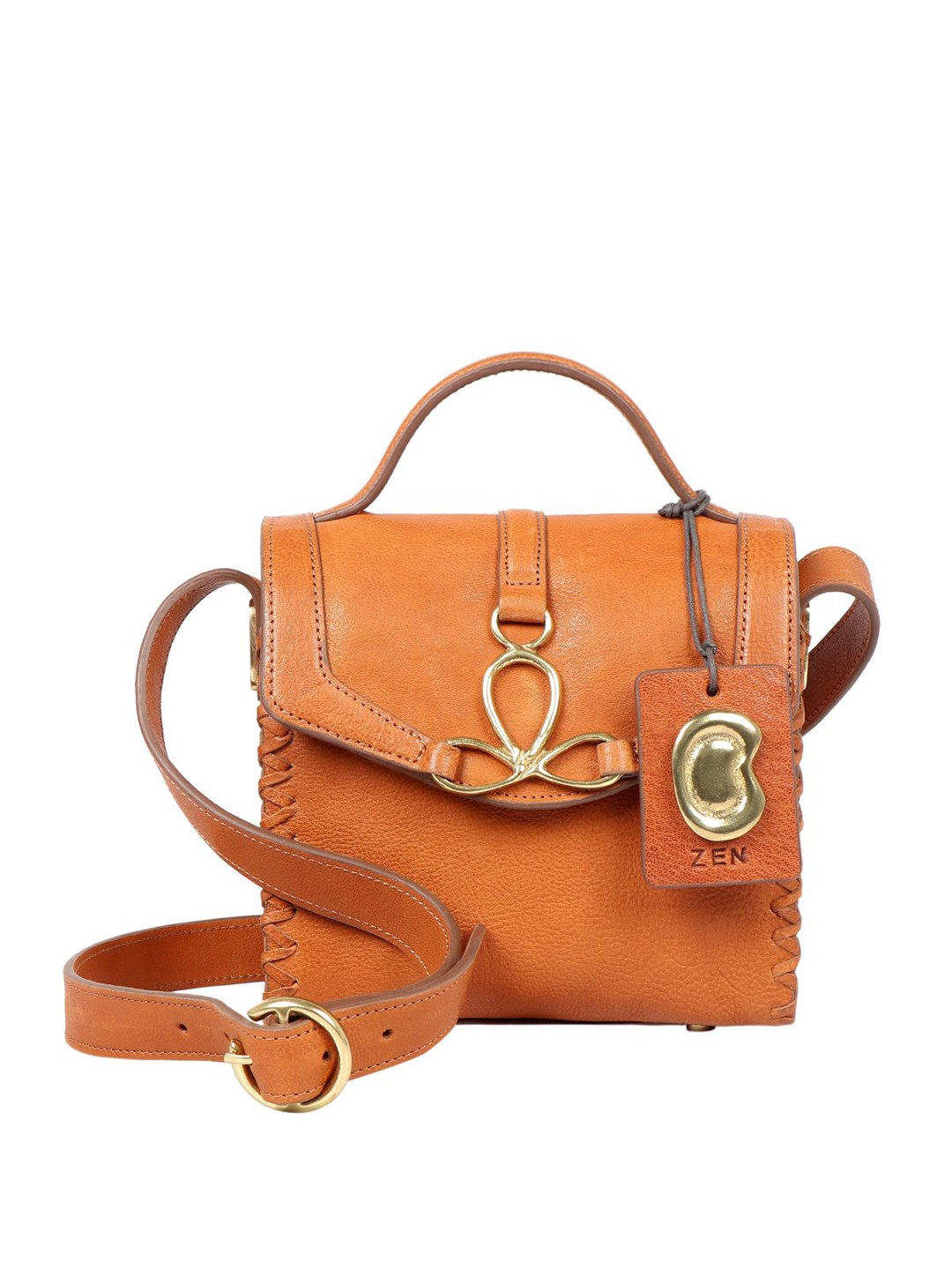 

Hidesign Woman Orange Leather Structured Satchel